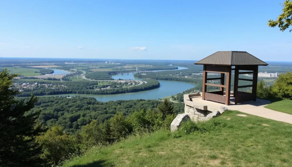 Generate an image of Mosquito Park Overlook in Burlington, Iowa, showcasing its scenic views.