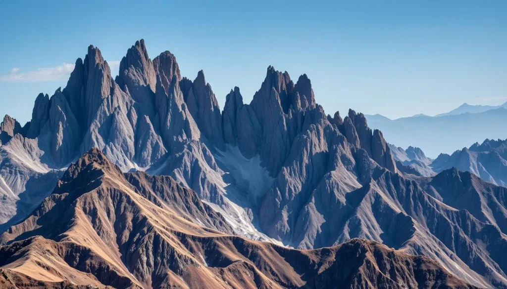 Generate an image of Mt. Guiting-Guiting's rugged terrain and saw-toothed peaks.