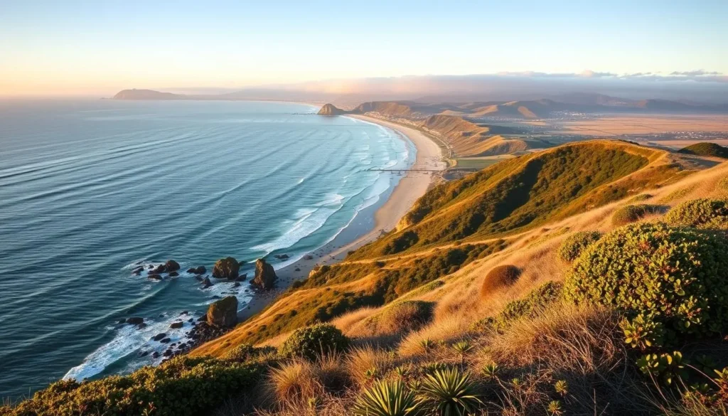 Generate an image of Muir Beach Overlook with scenic views of the Pacific Ocean