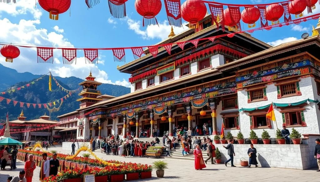 Generate an image of Norbulingka Palace during the Linka festival