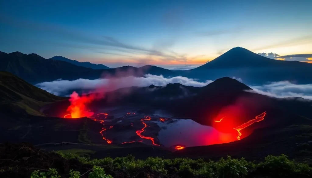 Generate an image of Nyiragongo Volcano with its lava lake