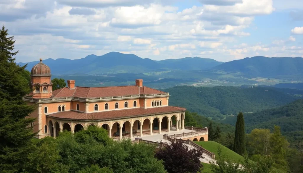 Generate an image of Olana State Historic Site with its Persian-inspired architecture and beautiful Hudson Valley landscape.