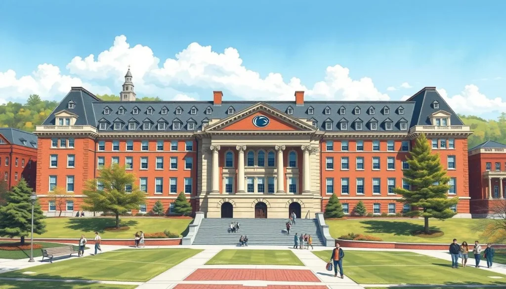 Generate an image of Old Main at Penn State University