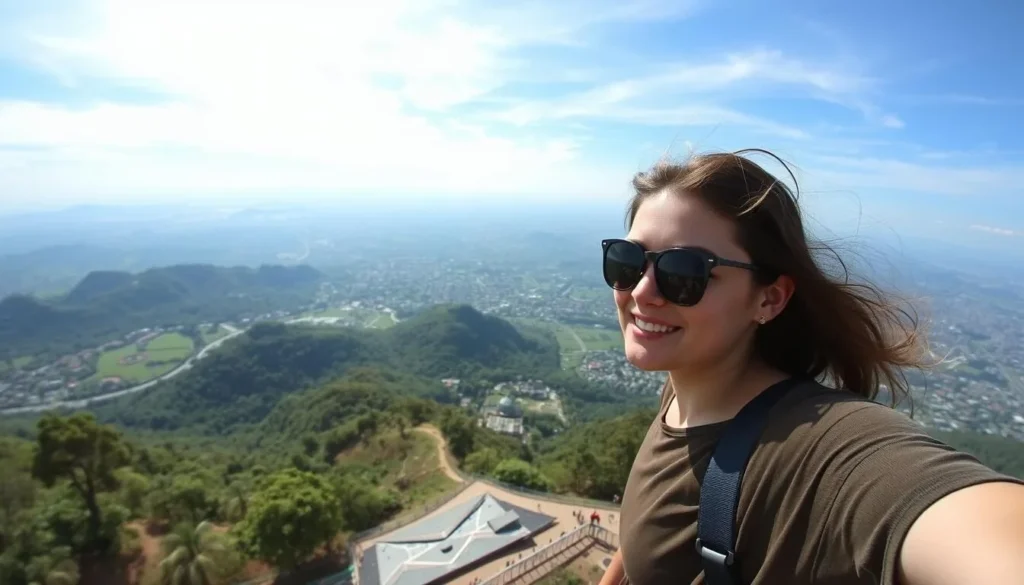 Generate an image of People's Park in the Sky with a panoramic view of Tagaytay