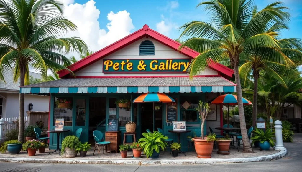 Generate an image of Pete's Pub & Gallery in Little Harbour, Abacos Islands. Generate an image of Pete's Pub & Gallery in Little Harbour, Abacos Islands.