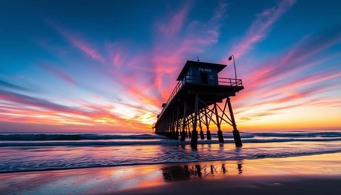 Generate an image of Pismo Beach Pier at sunset.