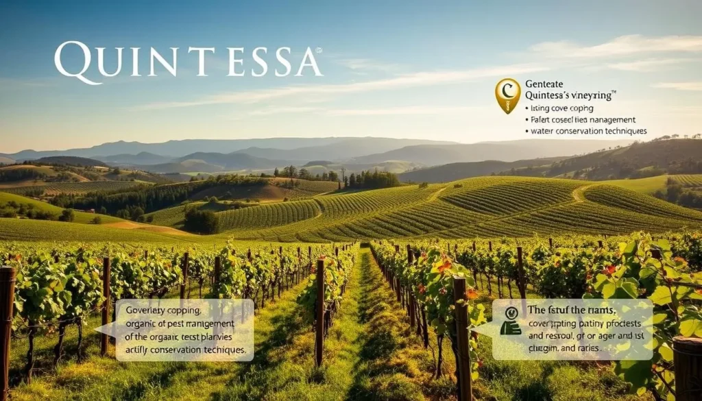 Generate an image of Quintessa's vineyards showcasing sustainable farming practices.