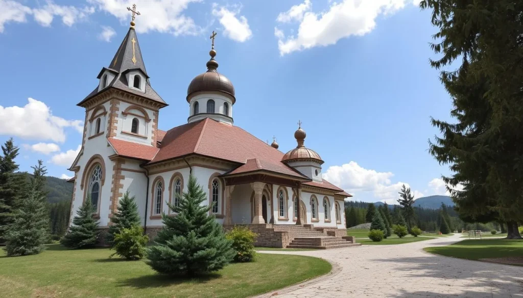 Generate an image of Saint Elisabeth Convent, a functioning Orthodox monastery with beautiful architecture.