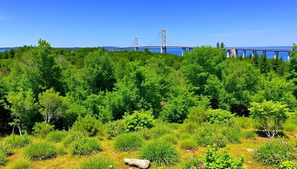 Generate an image of Sandy Point State Park with the Chesapeake Bay Bridge in the background.