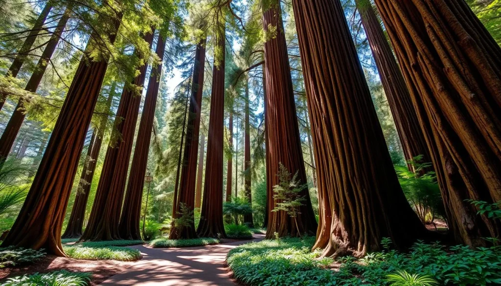 Generate an image of Santa Barbara Botanic Garden's redwood grove