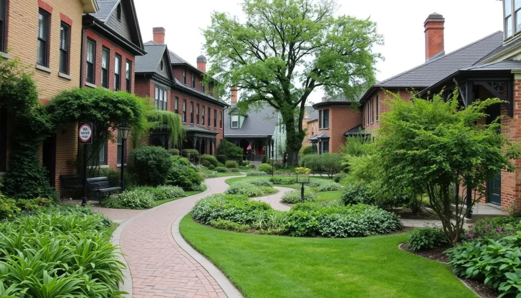 Generate an image of Snake Alley in Burlington, Iowa, showcasing its unique, winding path.