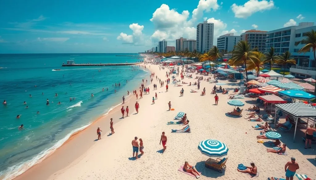 Generate an image of South Beach's vibrant waterfront.