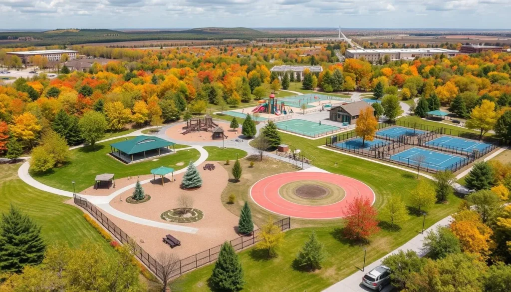 Generate an image of Sulphur Parks with various recreational facilities.
