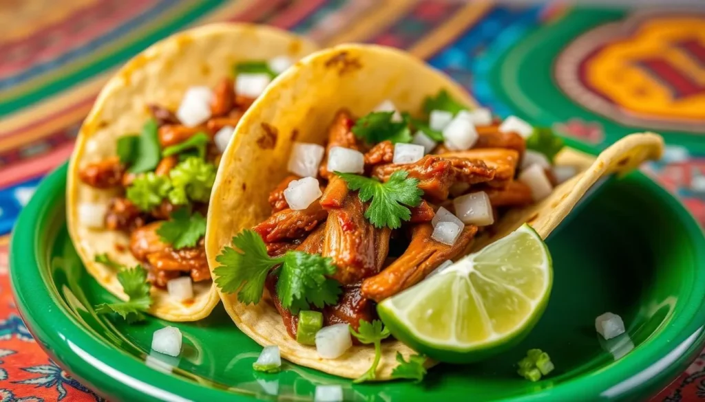 Generate an image of Tacos el Gordo's adobada tacos