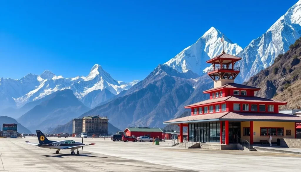 Generate an image of Tenzing Hillary Airport in Lukla, Nepal
