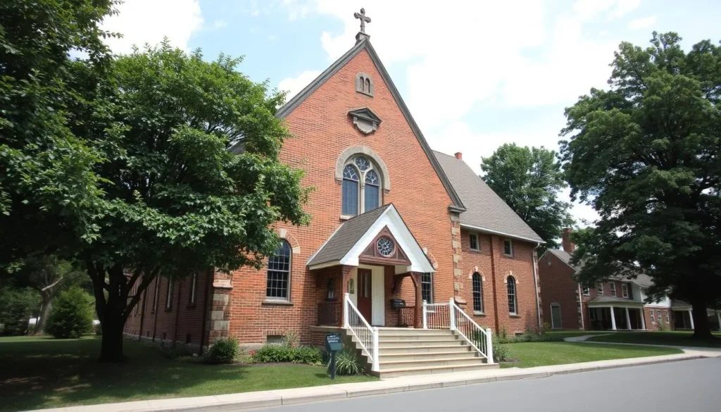 Generate an image of The Old Dutch Church in Kingston, NY, showcasing its historic architecture.