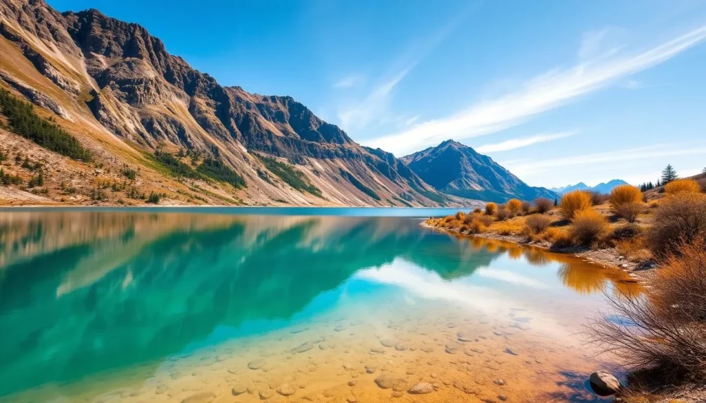 Generate an image of Twin Lakes, showcasing its serene water views and picturesque surroundings.