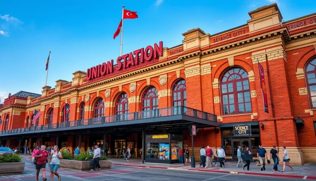 Generate an image of Union Station Kansas City with Science City exhibits
