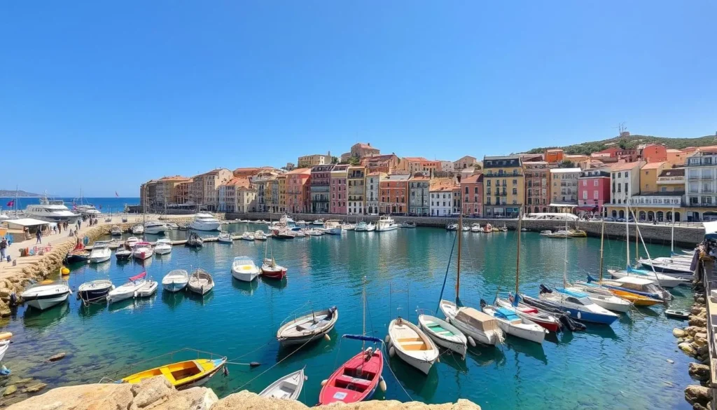 Generate an image of Vallon des Auffes, a picturesque fishing harbor in Marseille, France. Generate an image of Vallon des Auffes, a picturesque fishing harbor in Marseille, France.
