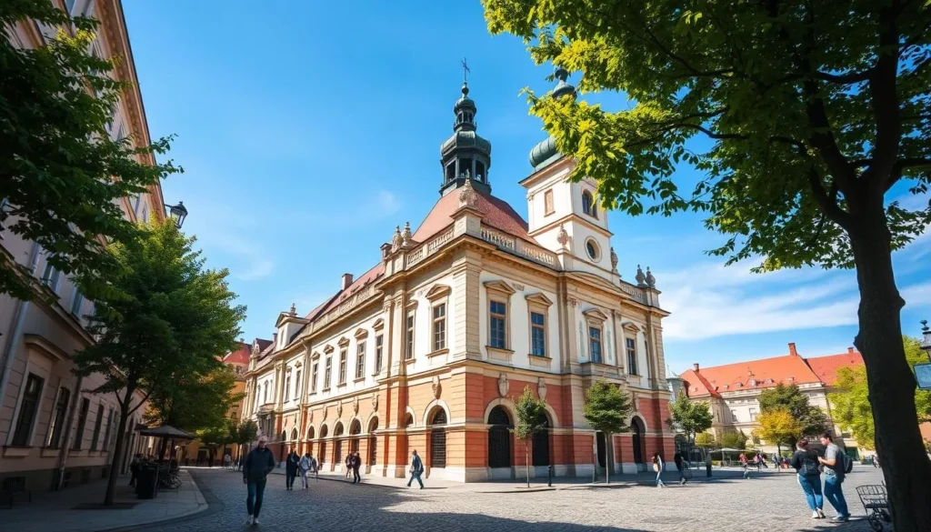 Generate an image of Vilnius Old Town with its cobblestone streets and baroque architecture.