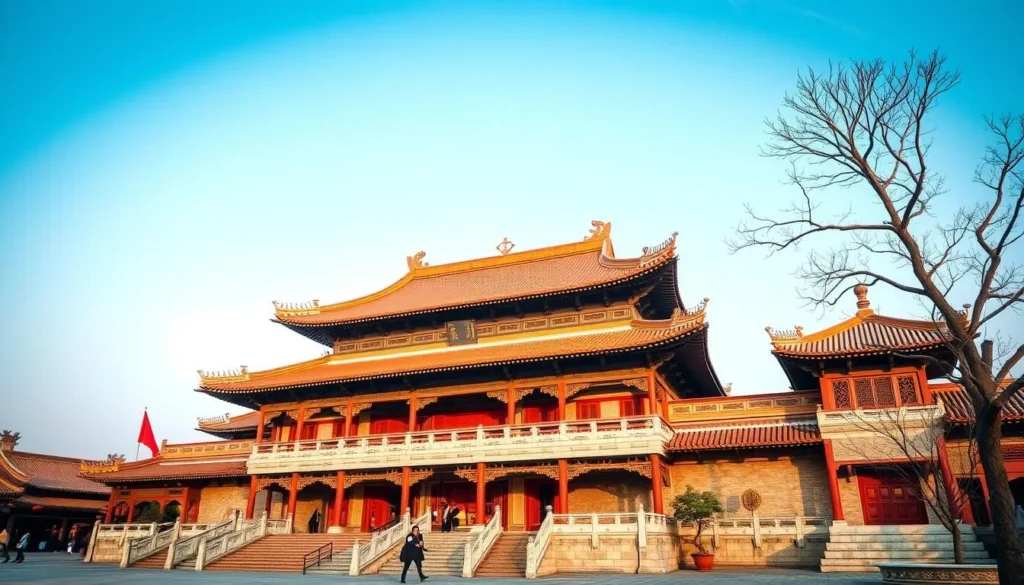 Generate an image of Zhengzhou Town's God Temple, showcasing its Ming and Qing dynasty architecture.