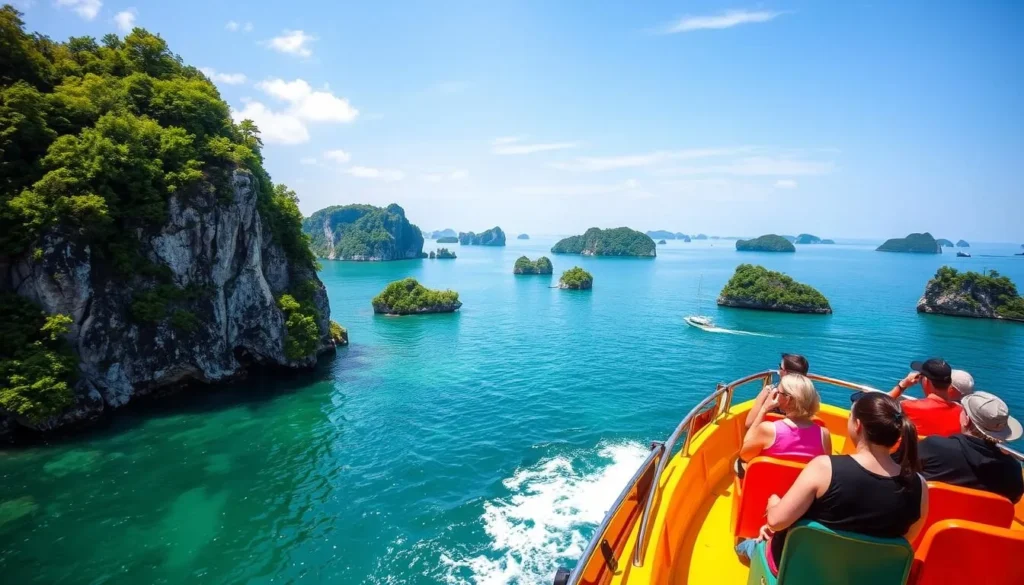 Generate an image of a Thousand Islands boat tour