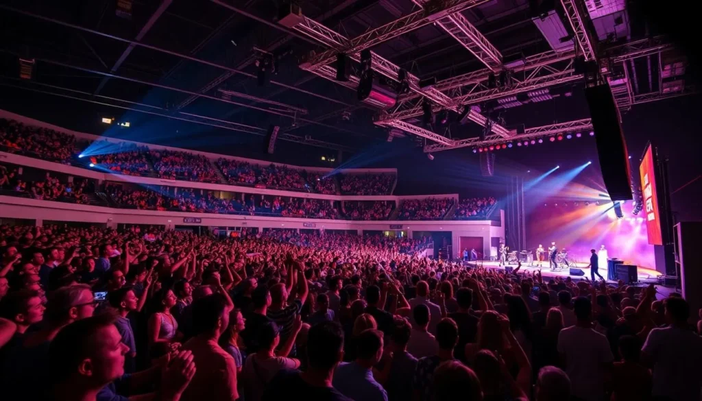Generate an image of a concert or event at the Save Mart Center, highlighting its versatility as a multi-purpose venue.