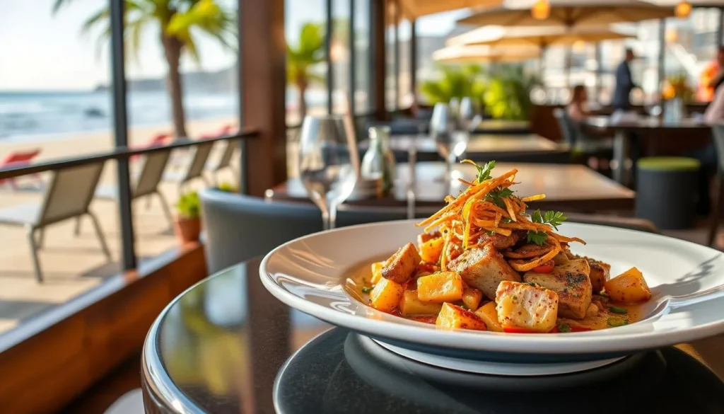 Generate an image of a delicious meal at a Santa Monica restaurant
