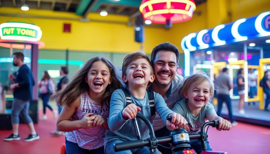 Generate an image of a family enjoying activities at Ultrazone in Fort Wayne.
