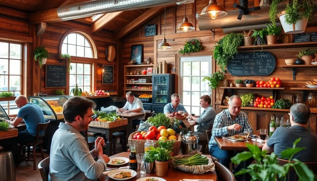 Generate an image of a farm-to-table restaurant in Poughkeepsie