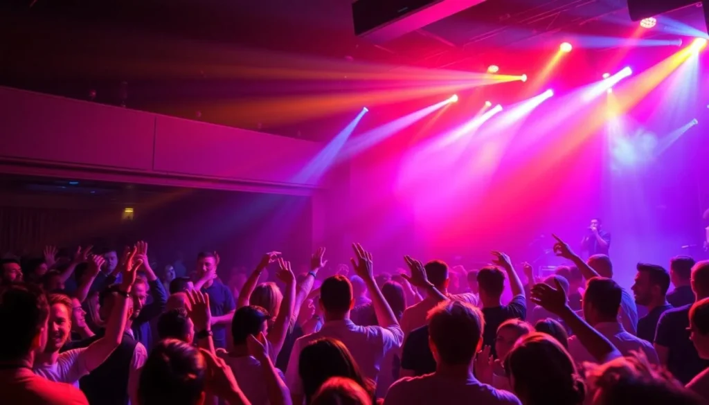 Generate an image of a live music venue in Hammond, Indiana, capturing the energy of a live performance.