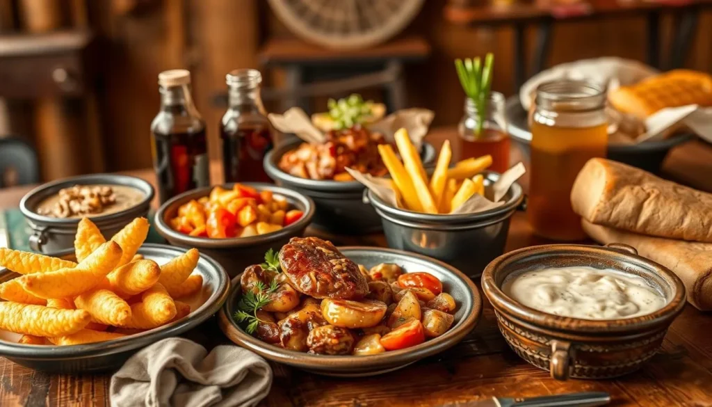 Generate an image of a mouth-watering Western-style meal in Dodge City