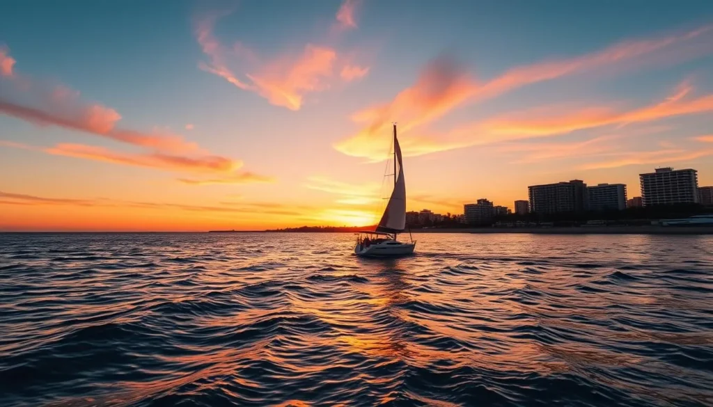 Generate an image of a sailing boat in Redondo Beach