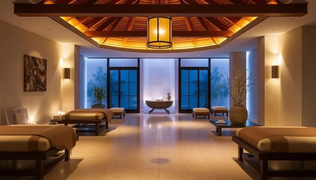 Generate an image of a serene spa setting at The Sanctuary Spa on Kiawah Island.