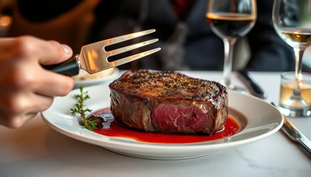 Generate an image of a steak being served at St. Elmo Steak House.