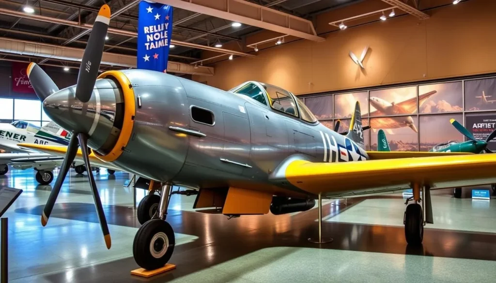 Generate an image of a vintage aircraft on display at the Palm Springs Air Museum.