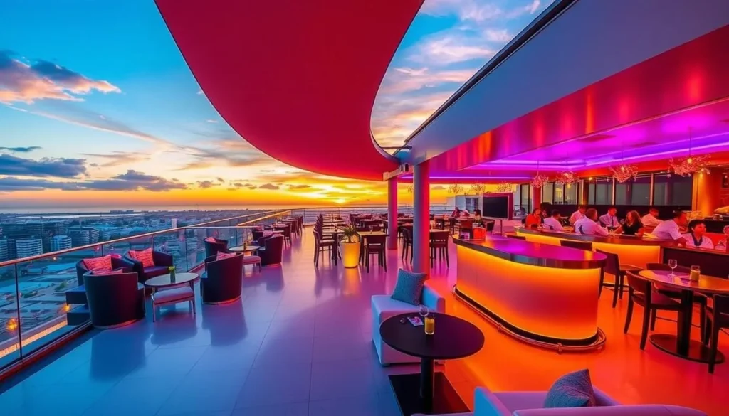 Generate an image of the 360° Rooftop Bar at Hotel RIU Plaza España.