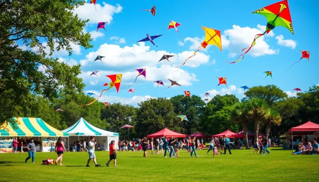 Generate an image of the ABC Kite Festival at Zilker Park