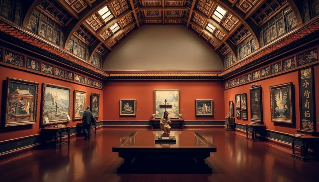 Generate an image of the Ackland Art Museum's Asian art gallery.