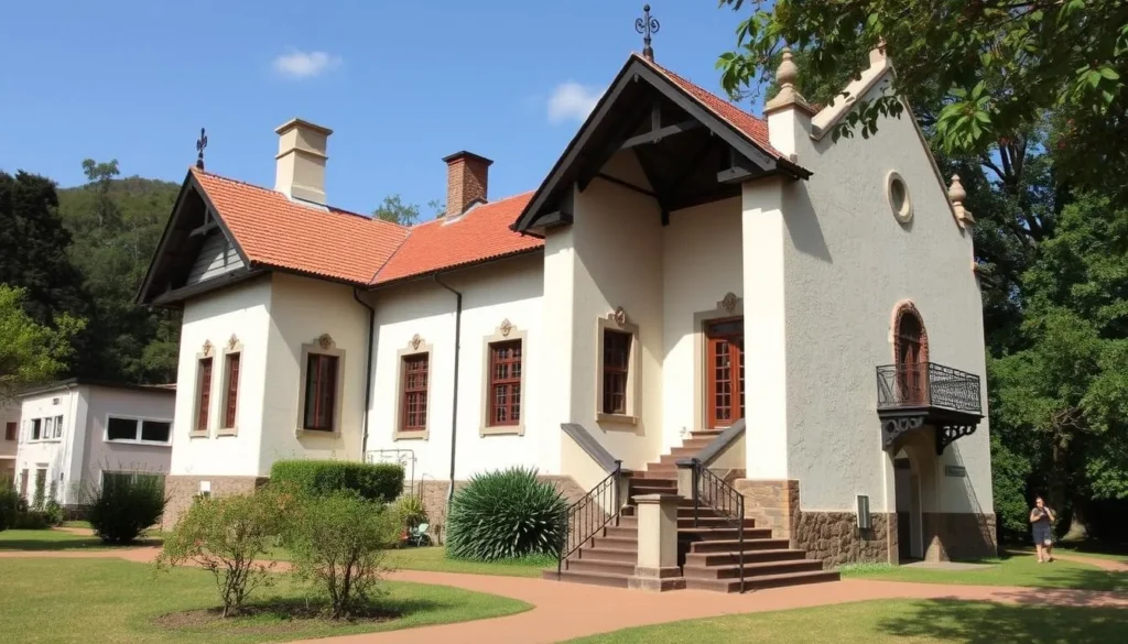 Generate an image of the Albert Schweitzer Museum in Lambaréné, showcasing its historical significance and architectural style.