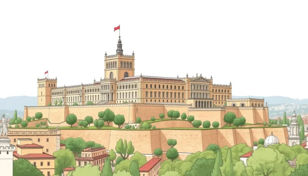 Generate an image of the Alcázar of Toledo, a fortress dominating the city's skyline.