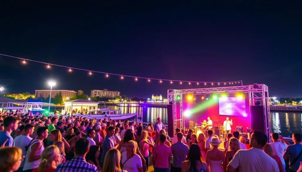 Generate an image of the Alive at Five concert series at Jennings Landing.