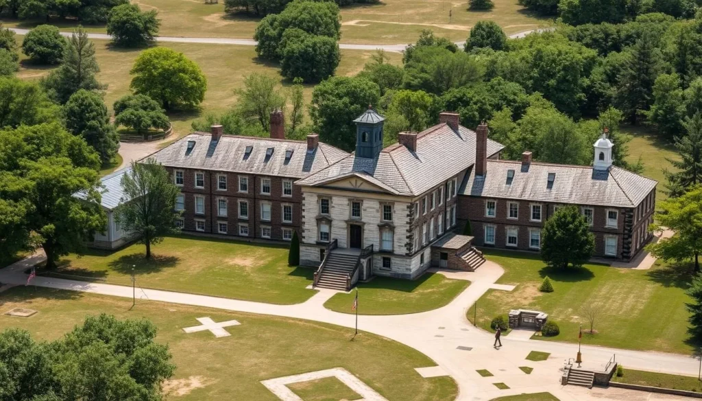 Generate an image of the Alton Military Prison historic site.
