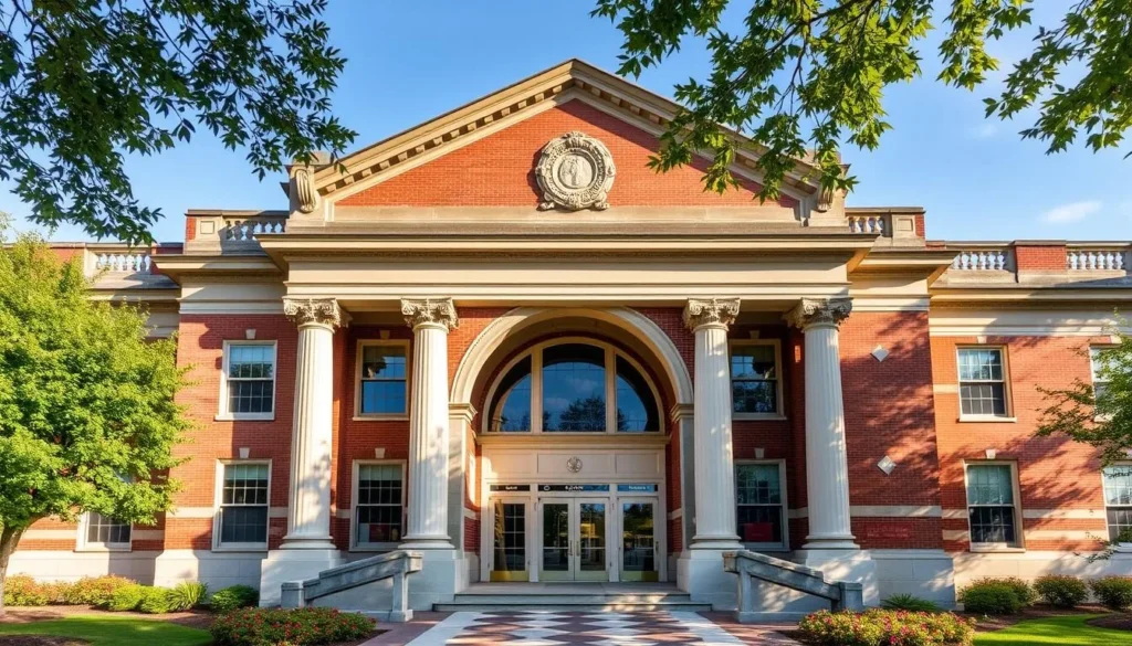 Generate an image of the Art Center of the Bluegrass, showcasing its grand former post office building.