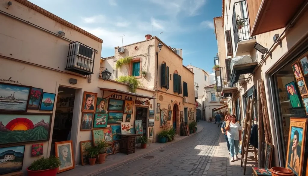 Generate an image of the Artists' Quarter in Old Jaffa, showcasing its cobblestone streets and vibrant art galleries.