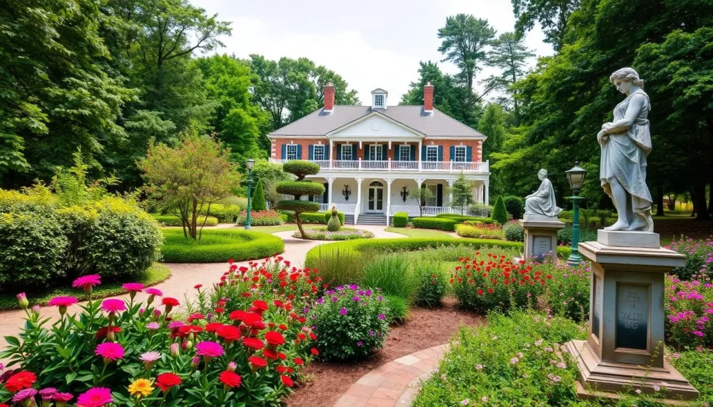 Generate an image of the Atlanta History Center's historic Smith-Gilbert Gardens