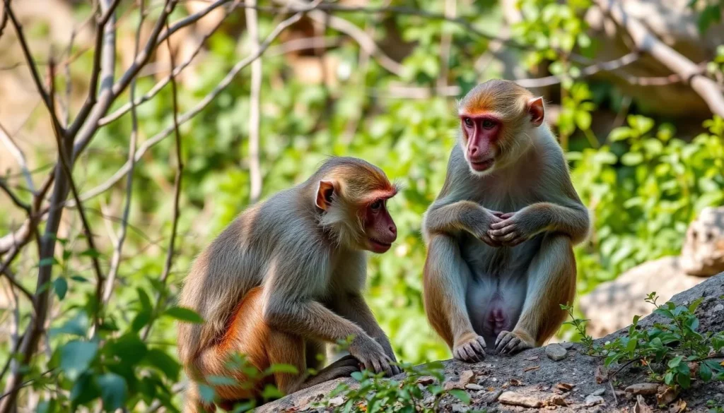 Generate an image of the Barbary Macaques in their natural habitat