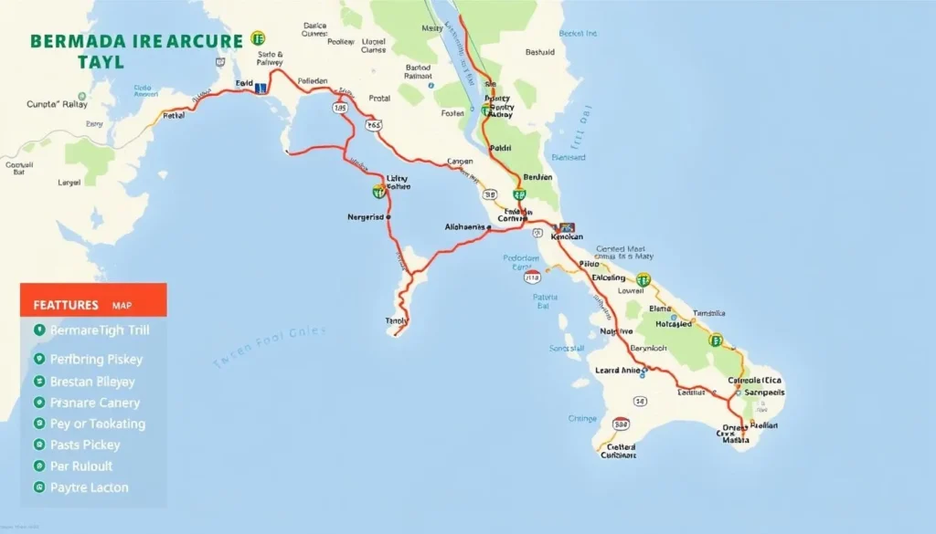 Generate an image of the Bermuda Railway Trail map