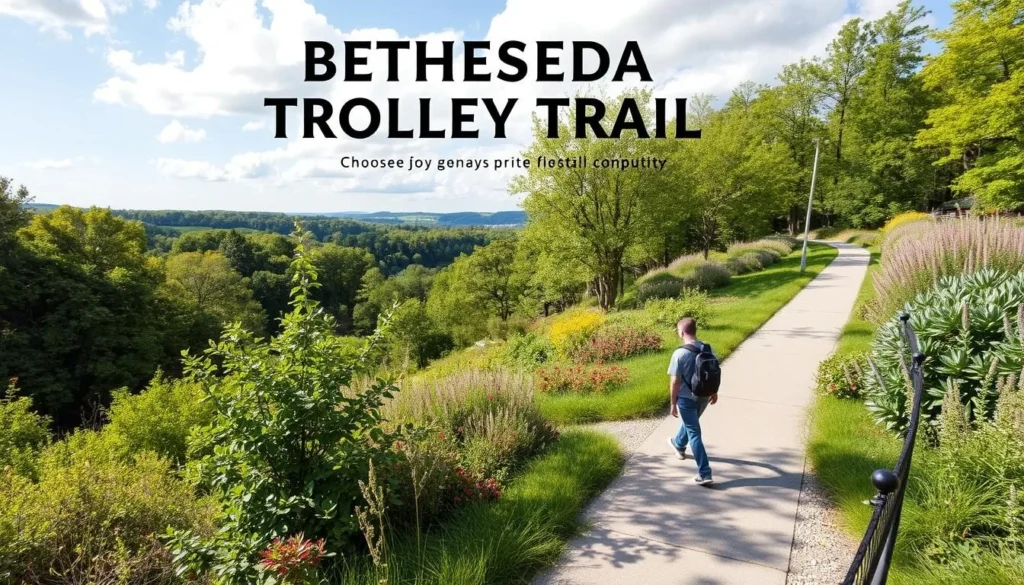 Generate an image of the Bethesda Trolley Trail, showcasing its scenic views and historical significance.