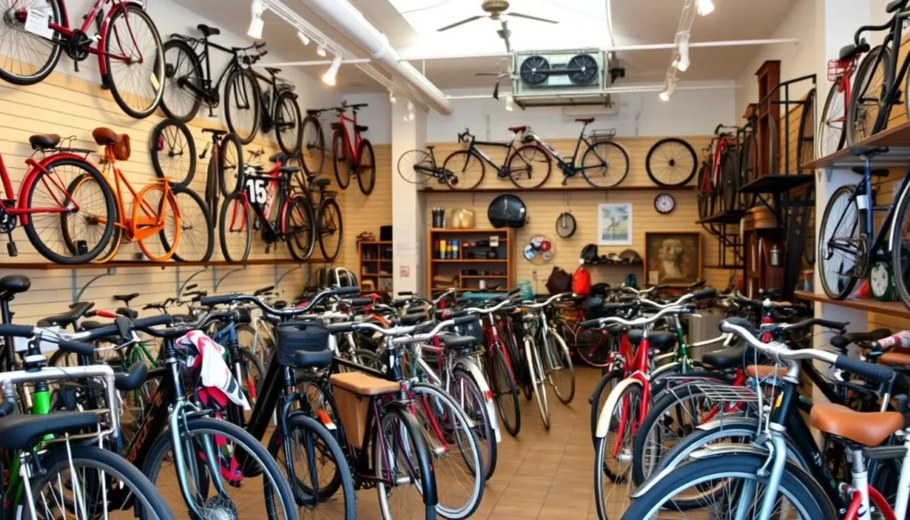 Generate an image of the Bicycle Heaven museum's interior, highlighting its extensive bicycle collection.
